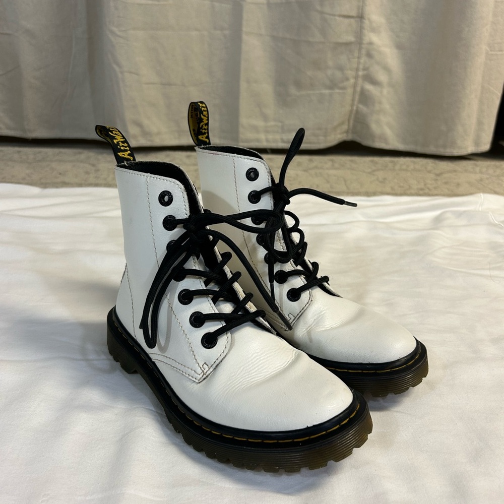 Dr. Martens White Leather Combat Boots